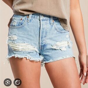 Levi's 501 High Rise Light Blue Jean Shorts